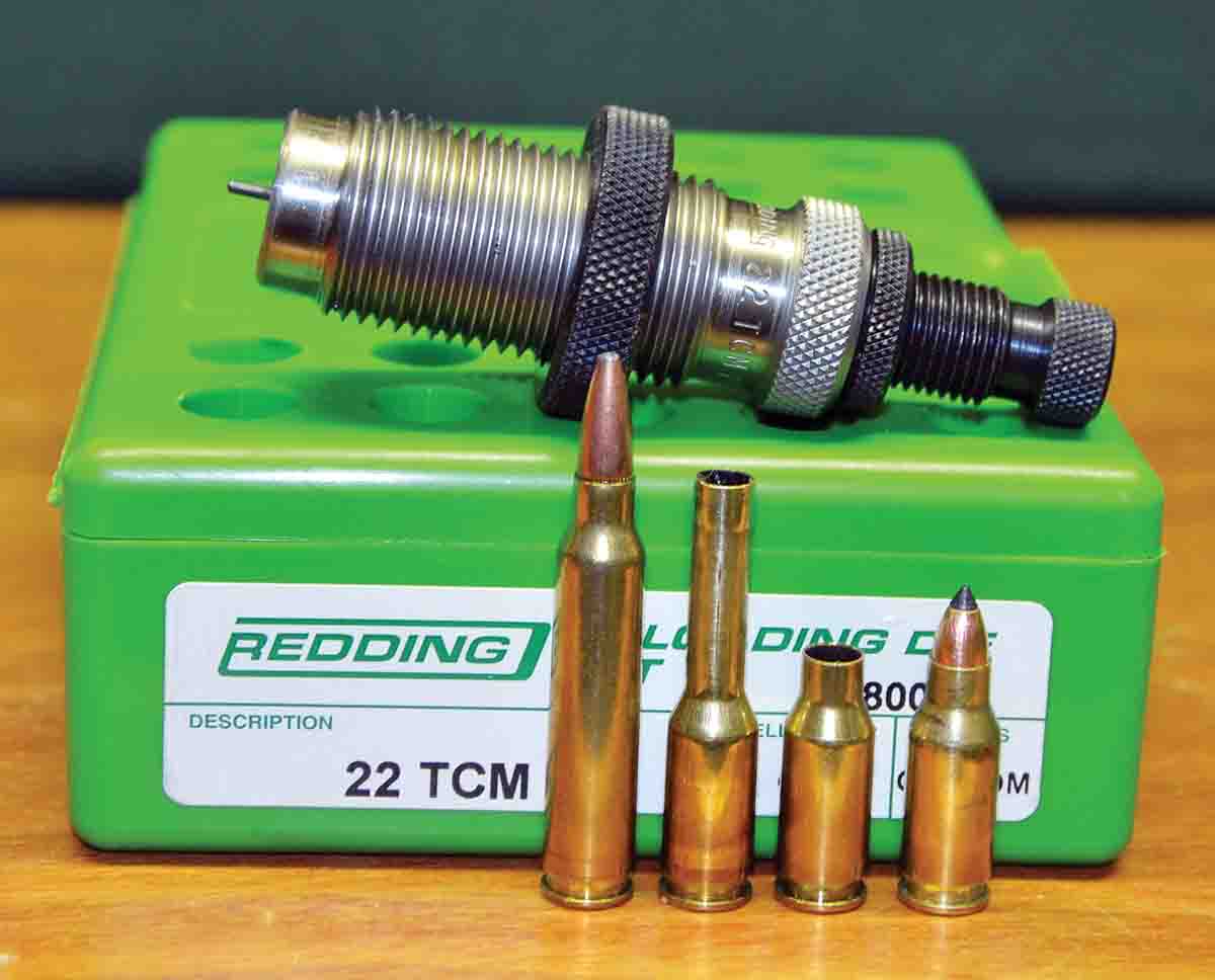 While the .22 TCM case could be formed by necking down and drastically shortening the .223 Remington case, it would be a laborious process. The practical thing to do is to purchase Armscor .22 TCM unprimed cases from Graf & Sons.
